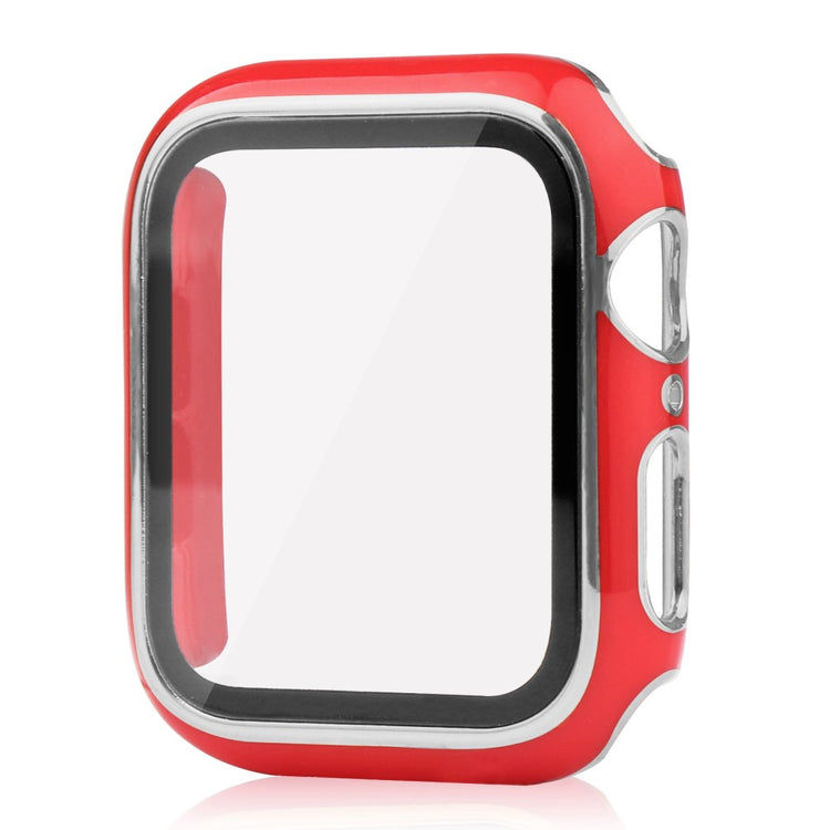 Meget Fint Apple Watch Series 8 (45mm) / Apple Watch Series 7 45mm Cover med Skærmbeskytter i Plastik og Hærdet Glas - Rød#serie_8