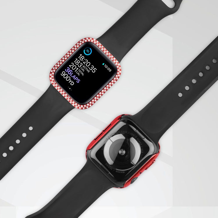 Apple Watch Series 8 (45mm) / Apple Watch Series 7 45mm Plastik Cover med Rem og Hærdet Glas - Rød#serie_4