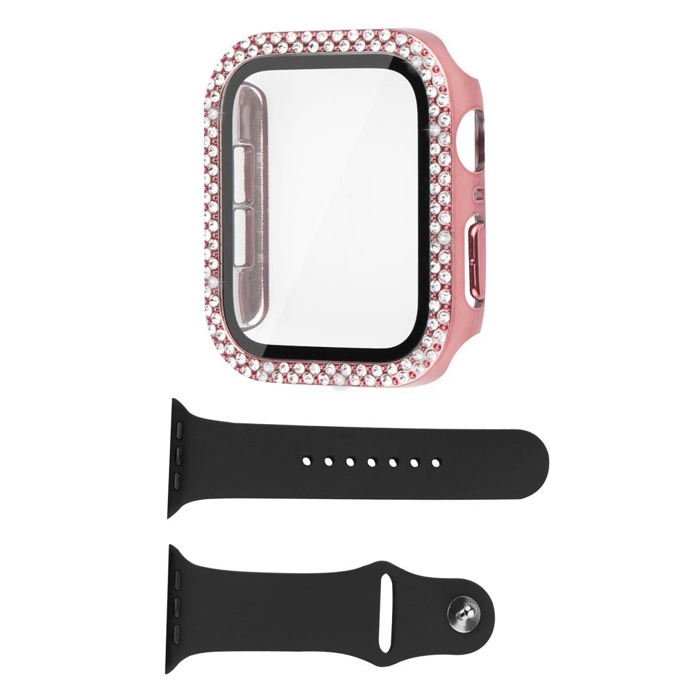 Apple Watch Series 8 (45mm) / Apple Watch Series 7 45mm Plastik Cover med Rem og Hærdet Glas - Pink#serie_5