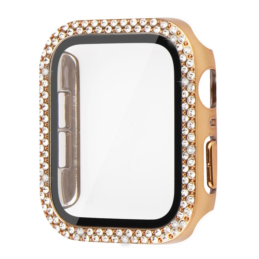Apple Watch Series 8 (45mm) / Apple Watch Series 7 45mm Plastik Cover med Rem og Hærdet Glas - Guld#serie_7