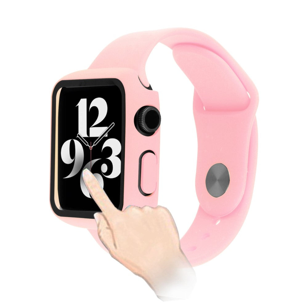 Apple Watch Series 8 (45mm) / Apple Watch Series 7 45mm Plastik Rem med Cover og Hærdet Glas - Pink#serie_11