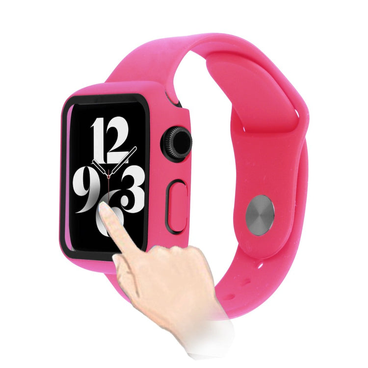 Apple Watch Series 8 (45mm) / Apple Watch Series 7 45mm Plastik Rem med Cover og Hærdet Glas - Pink#serie_14