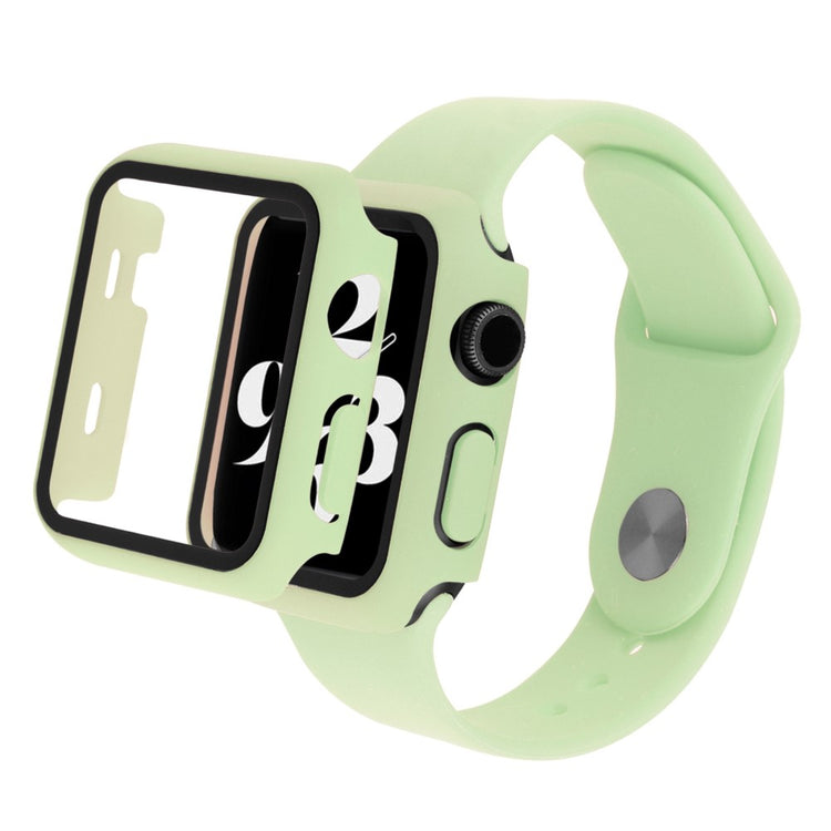 Apple Watch Series 8 (45mm) / Apple Watch Series 7 45mm Plastik Rem med Cover og Hærdet Glas - Grøn#serie_5
