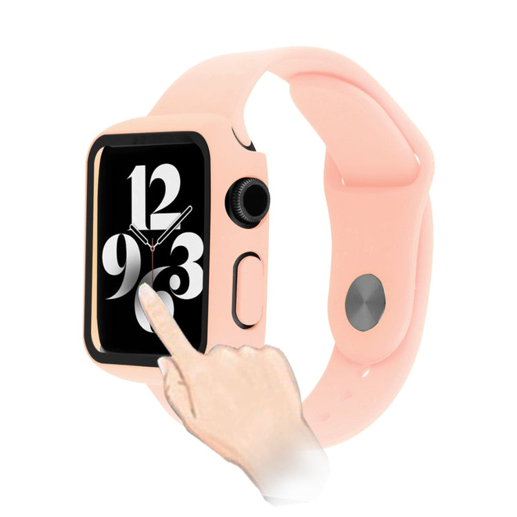Apple Watch Series 8 (45mm) / Apple Watch Series 7 45mm Plastik Rem med Cover og Hærdet Glas - Pink#serie_9