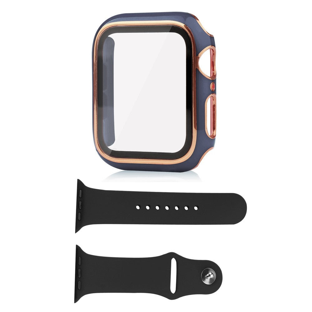 Apple Watch Series 8 (45mm) / Apple Watch Series 7 45mm Plastik Cover med Cover og Hærdet Glas - Blå#serie_2