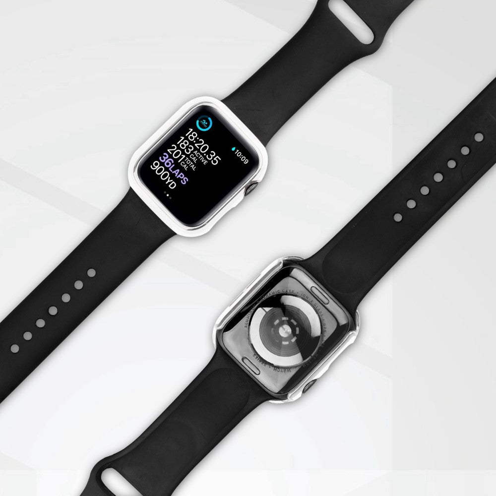 Apple Watch Series 8 (45mm) / Apple Watch Series 7 45mm Plastik Cover med Cover og Hærdet Glas - Hvid#serie_3