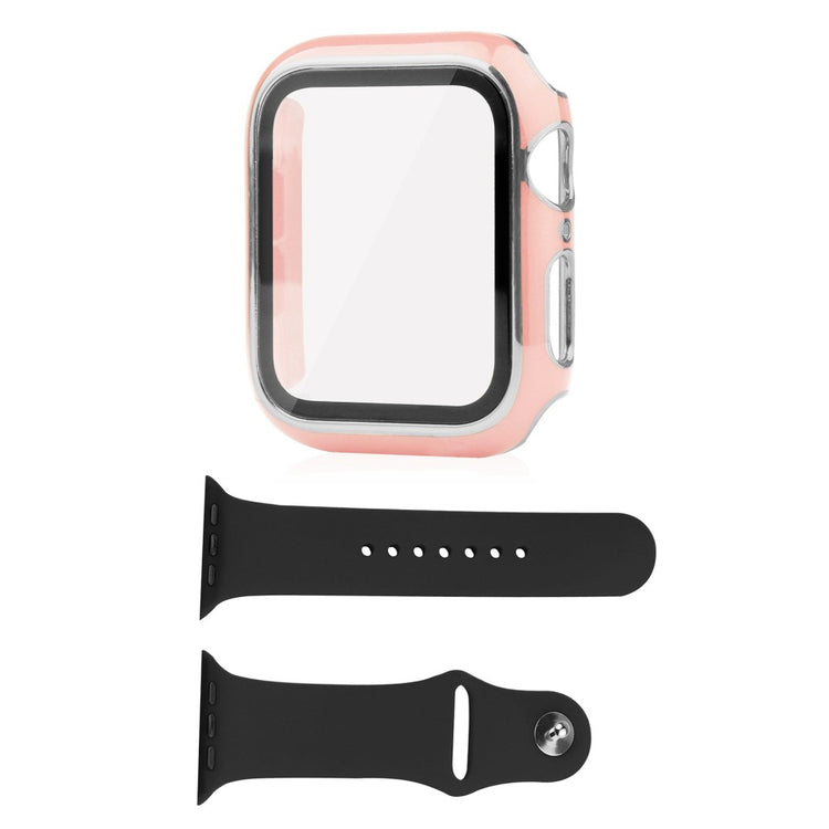 Apple Watch Series 8 (45mm) / Apple Watch Series 7 45mm Plastik Cover med Cover og Hærdet Glas - Pink#serie_6