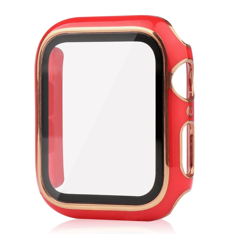 Apple Watch Series 8 (45mm) / Apple Watch Series 7 45mm Plastik Cover med Cover og Hærdet Glas - Rød#serie_7