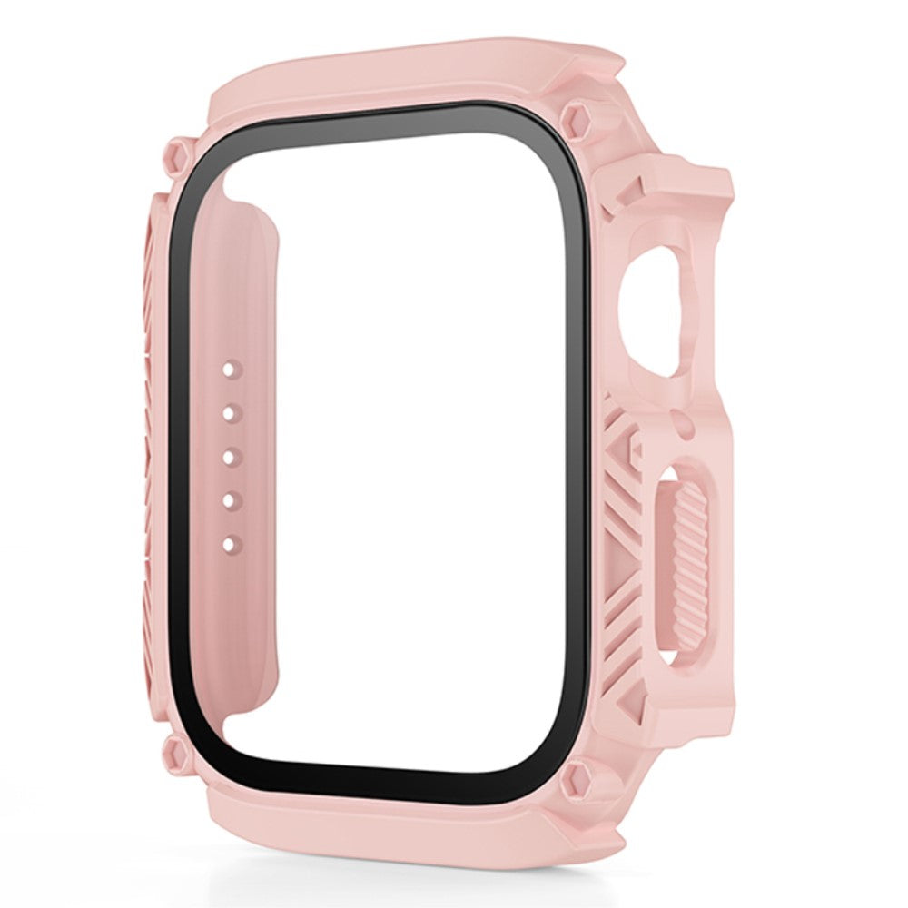 Mega Godt Apple Watch Series 8 (45mm) / Apple Watch Series 7 45mm Cover med Skærmbeskytter i Plastik og Hærdet Glas - Pink#serie_10