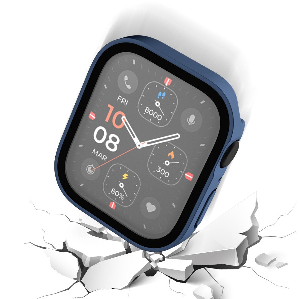 Mega Fed Apple Watch Series 8 (45mm) / Apple Watch Series 7 45mm Cover med Skærmbeskytter i Plastik og Hærdet Glas - Blå#serie_5