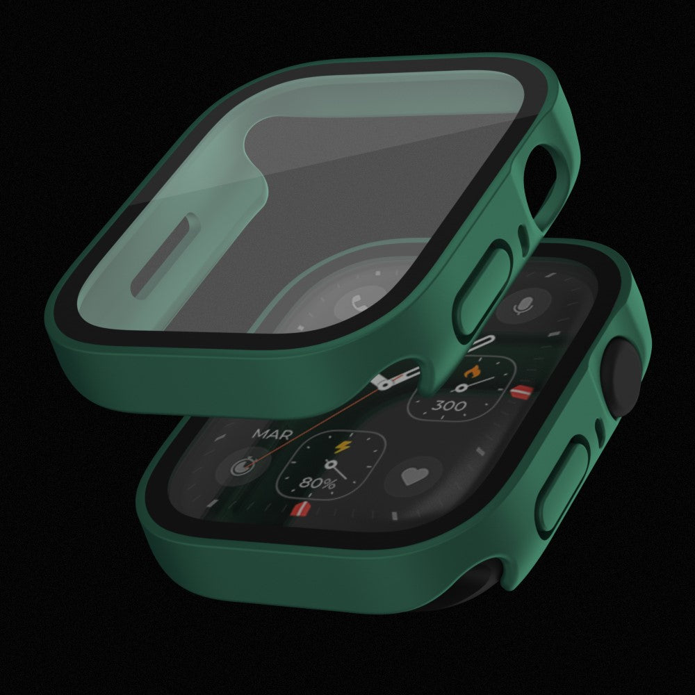 Mega Fed Apple Watch Series 8 (45mm) / Apple Watch Series 7 45mm Cover med Skærmbeskytter i Plastik og Hærdet Glas - Grøn#serie_6
