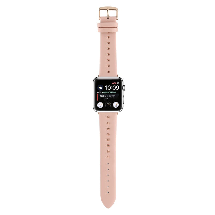 Super Sejt Ægte Læder Universal Rem passer til Apple Smartwatch - Pink#serie_1
