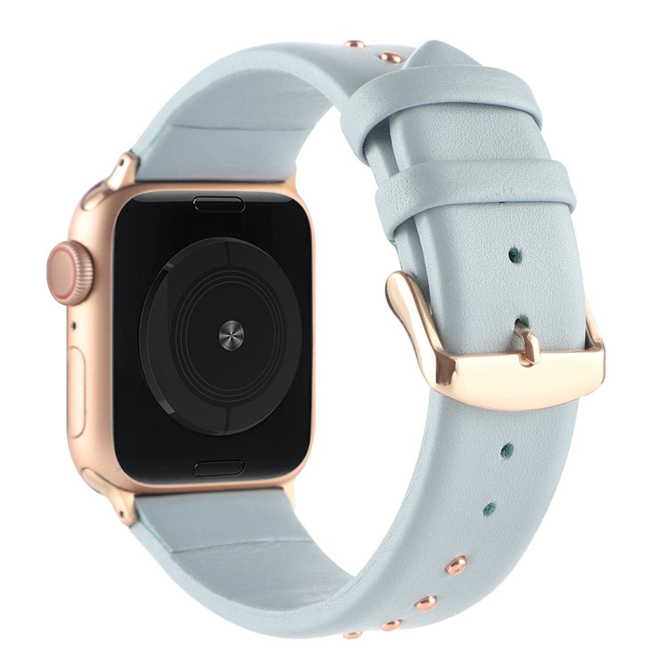 Super Sejt Ægte Læder Universal Rem passer til Apple Smartwatch - Blå#serie_2
