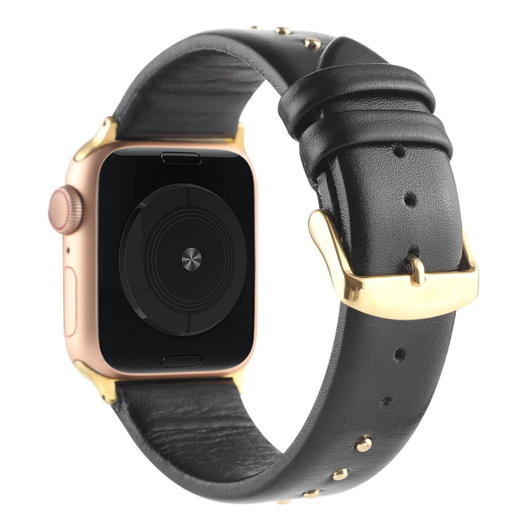 Super Sejt Ægte Læder Universal Rem passer til Apple Smartwatch - Sort#serie_3