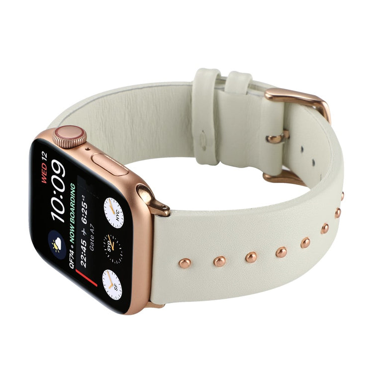 Super Sejt Ægte Læder Universal Rem passer til Apple Smartwatch - Hvid#serie_4