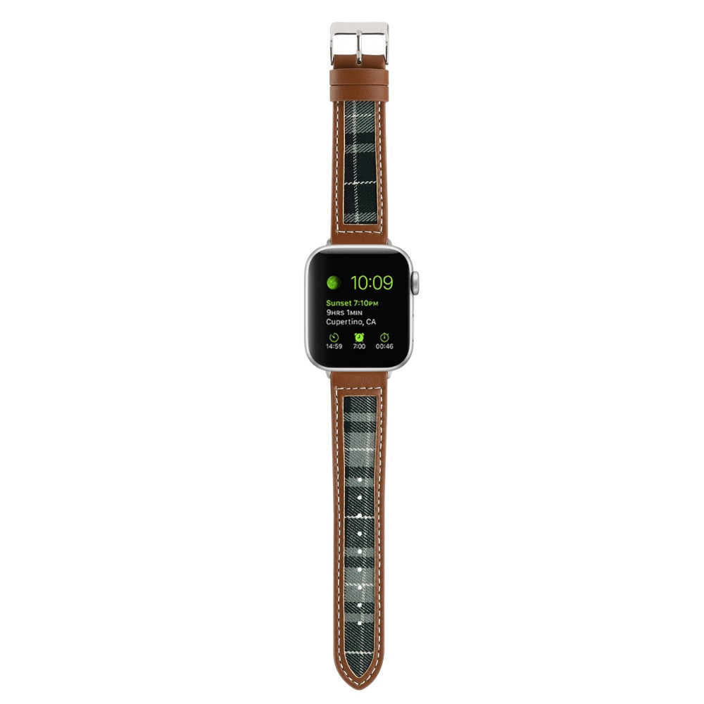 Mega Fed Kunstlæder Og Nylon Universal Rem passer til Apple Smartwatch - Grøn#serie_2