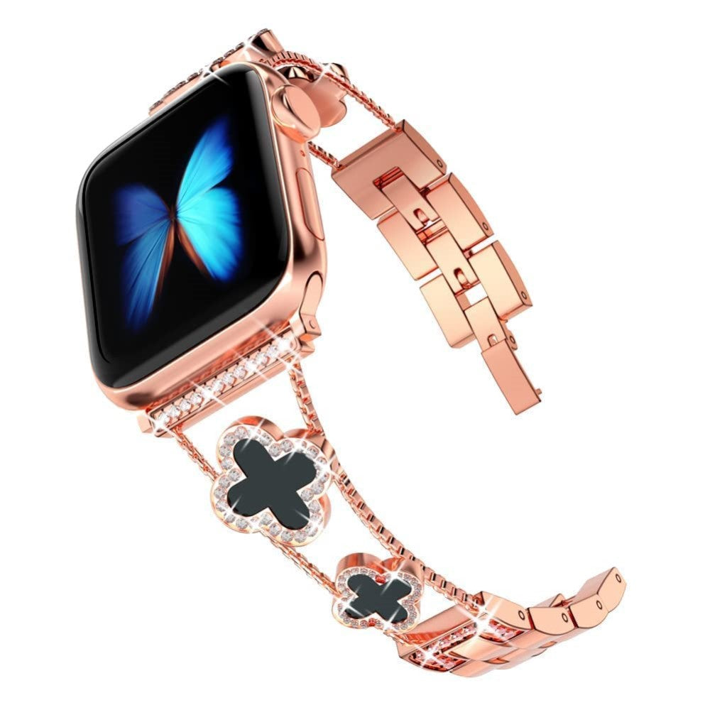 Skøn Metal Og Rhinsten Universal Rem passer til Apple Smartwatch - Pink#serie_1