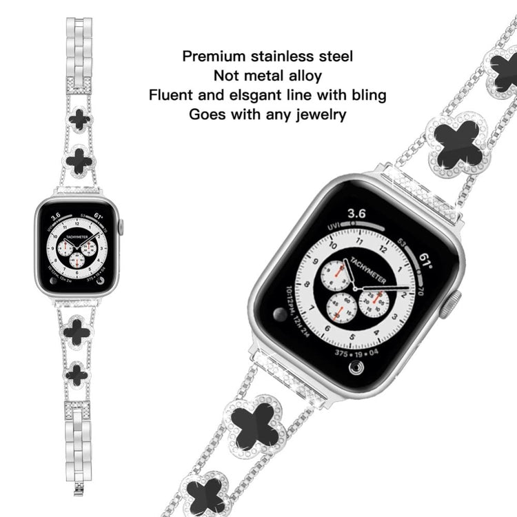 Skøn Metal Og Rhinsten Universal Rem passer til Apple Smartwatch - Hvid#serie_3