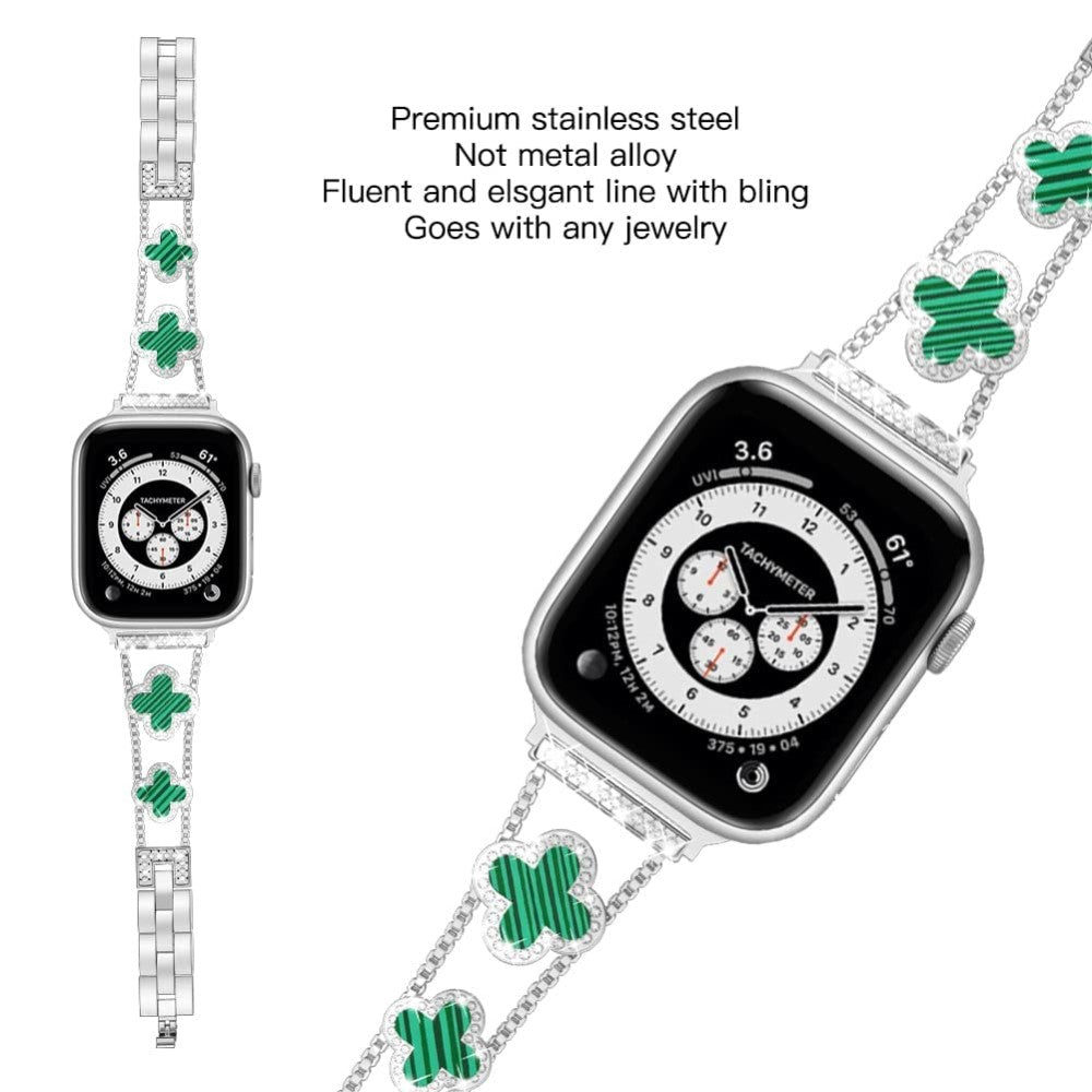 Skøn Metal Og Rhinsten Universal Rem passer til Apple Smartwatch - Grøn#serie_4