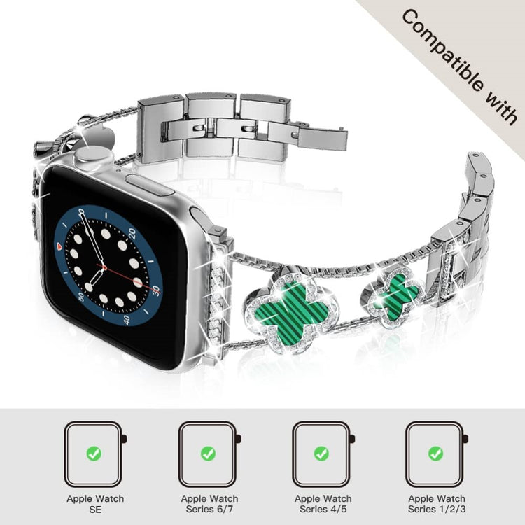 Skøn Metal Og Rhinsten Universal Rem passer til Apple Smartwatch - Grøn#serie_4