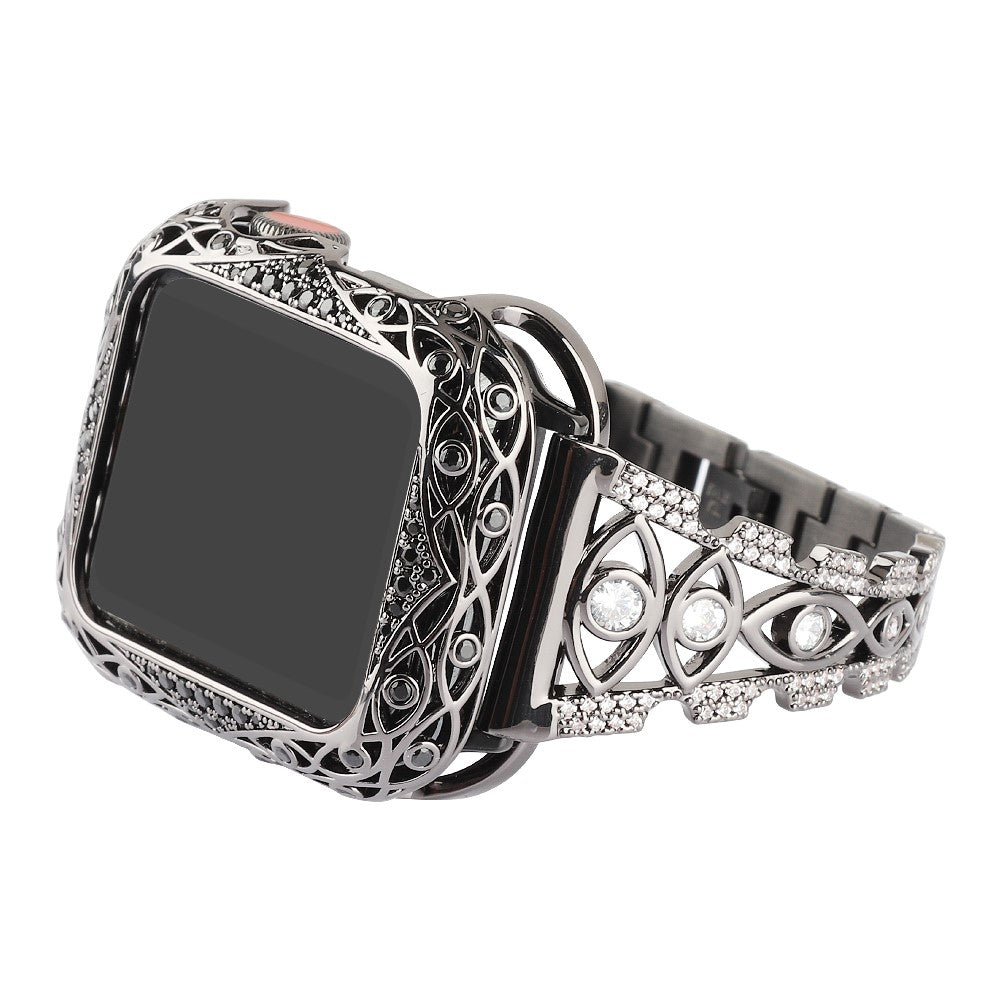 Skøn Metal Og Rhinsten Universal Rem passer til Apple Smartwatch - Sort#serie_1