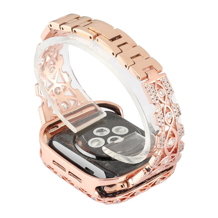 Skøn Metal Og Rhinsten Universal Rem passer til Apple Smartwatch - Guld#serie_2