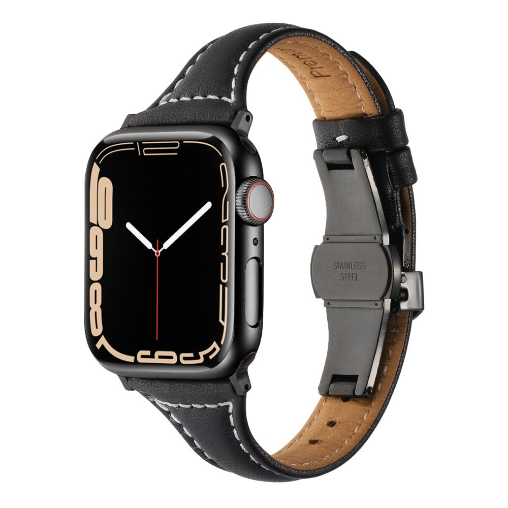 Rigtigt Cool Ægte Læder Universal Rem passer til Apple Smartwatch - Sort#serie_3