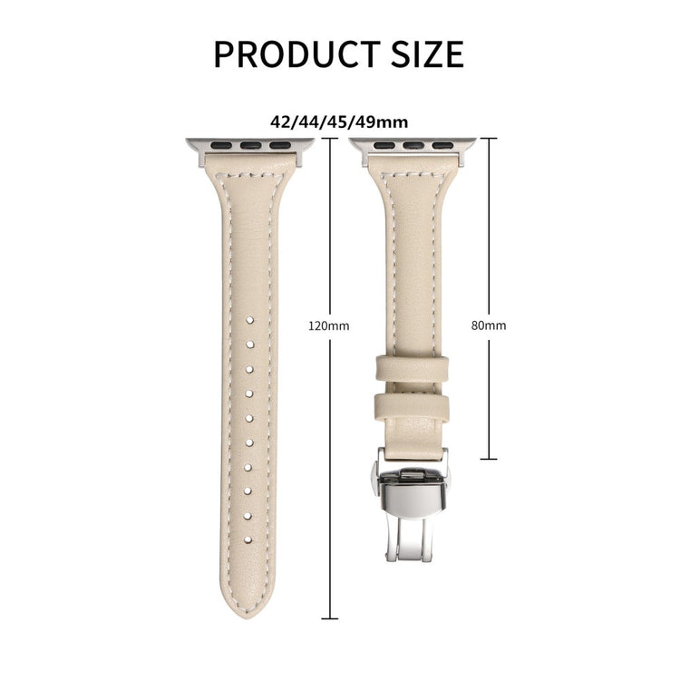 Rigtigt Cool Ægte Læder Universal Rem passer til Apple Smartwatch - Sort#serie_3