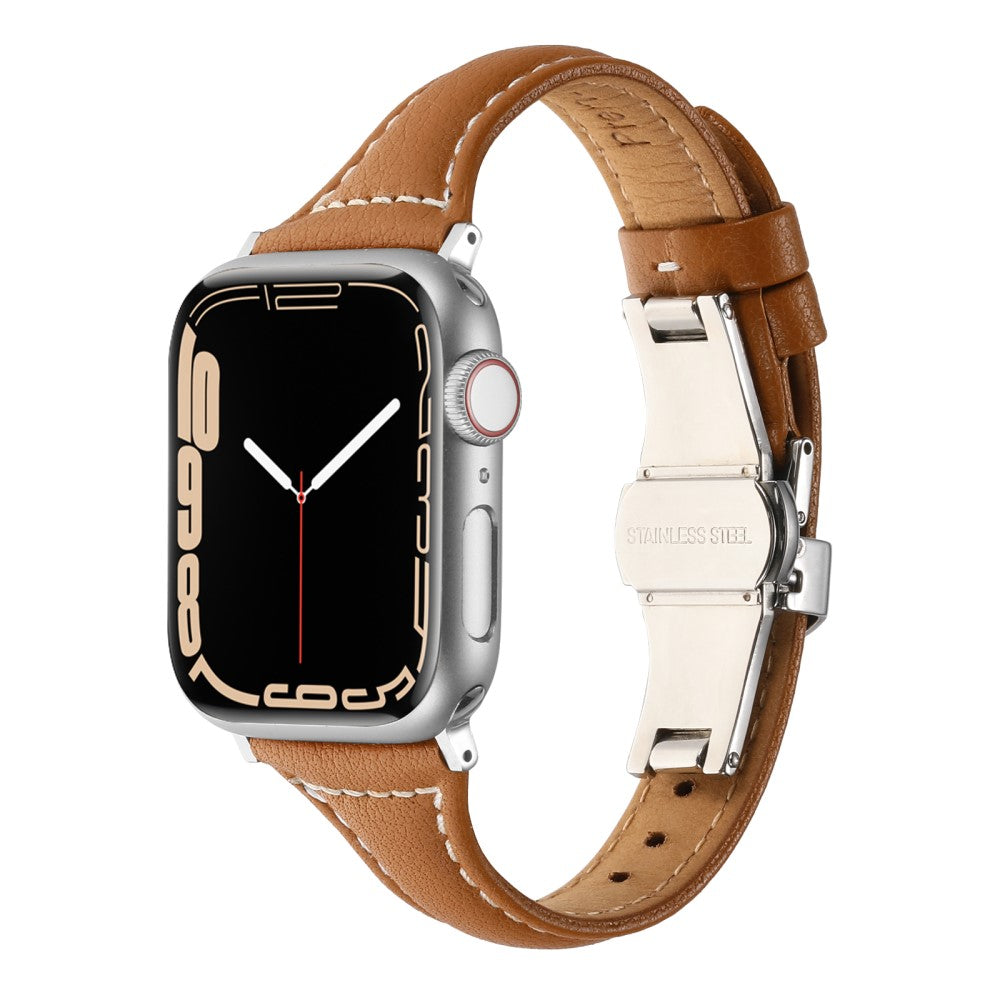 Rigtigt Cool Ægte Læder Universal Rem passer til Apple Smartwatch - Brun#serie_4