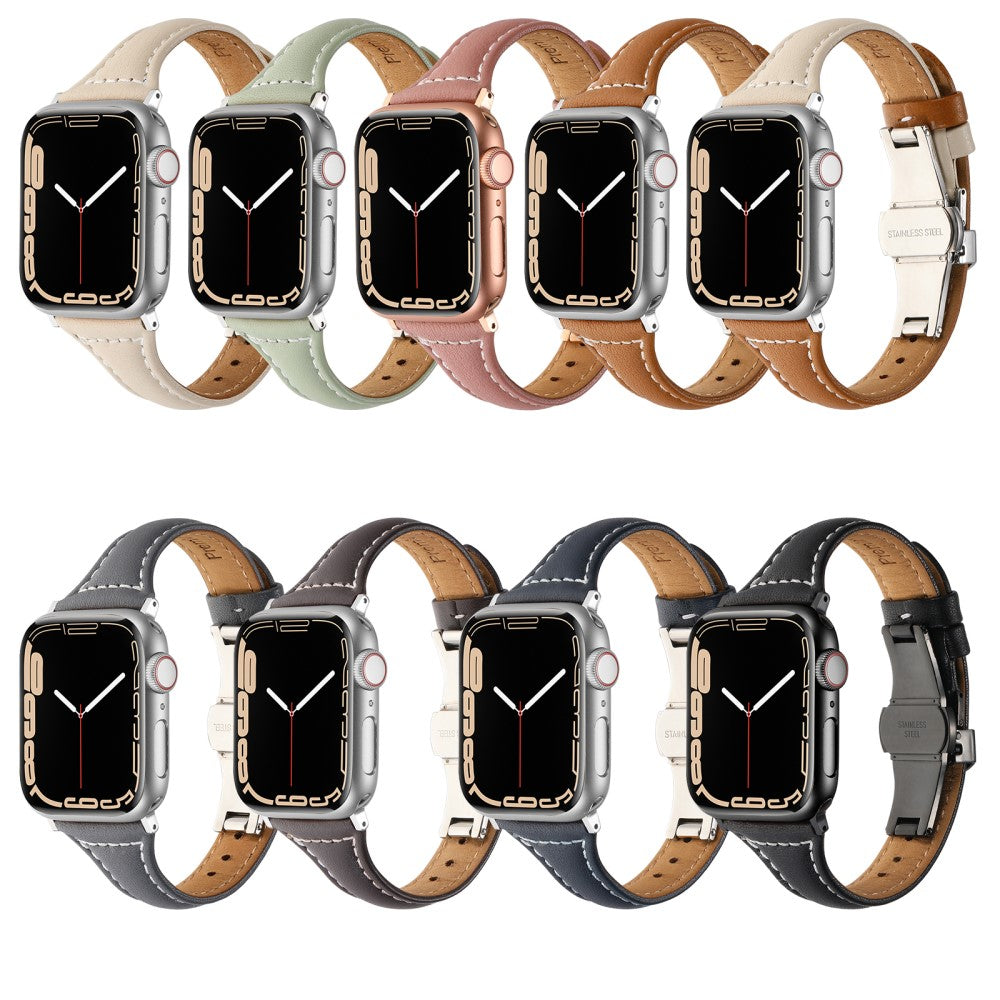 Rigtigt Cool Ægte Læder Universal Rem passer til Apple Smartwatch - Sølv#serie_5