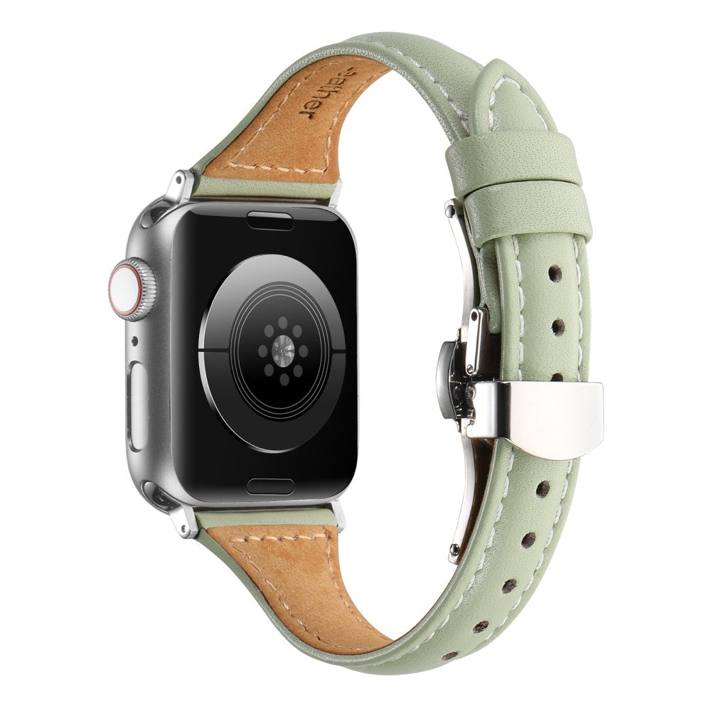 Rigtigt Cool Ægte Læder Universal Rem passer til Apple Smartwatch - Grøn#serie_8