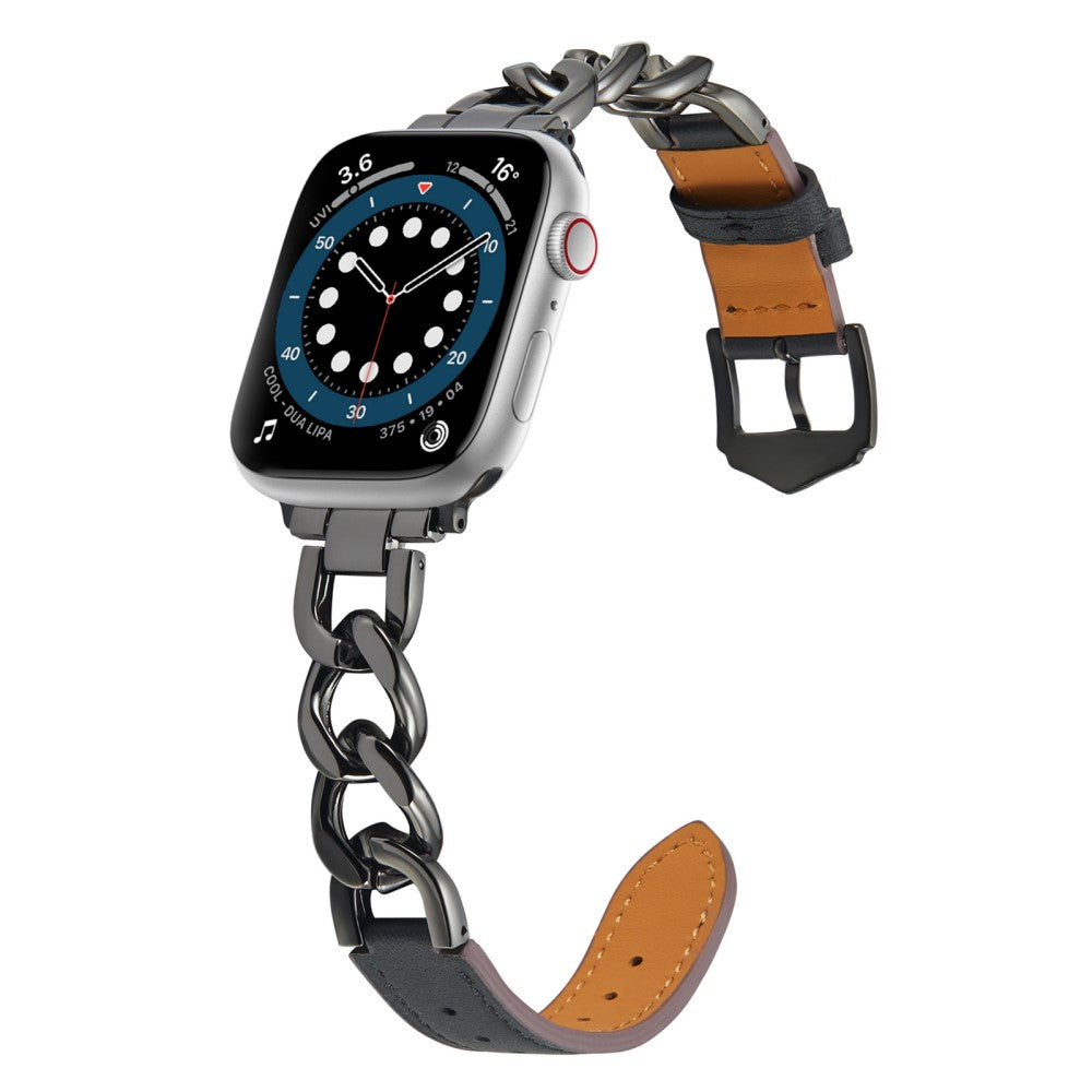 Elegant Metal Og Kunstlæder Universal Rem passer til Apple Smartwatch - Sort#serie_1