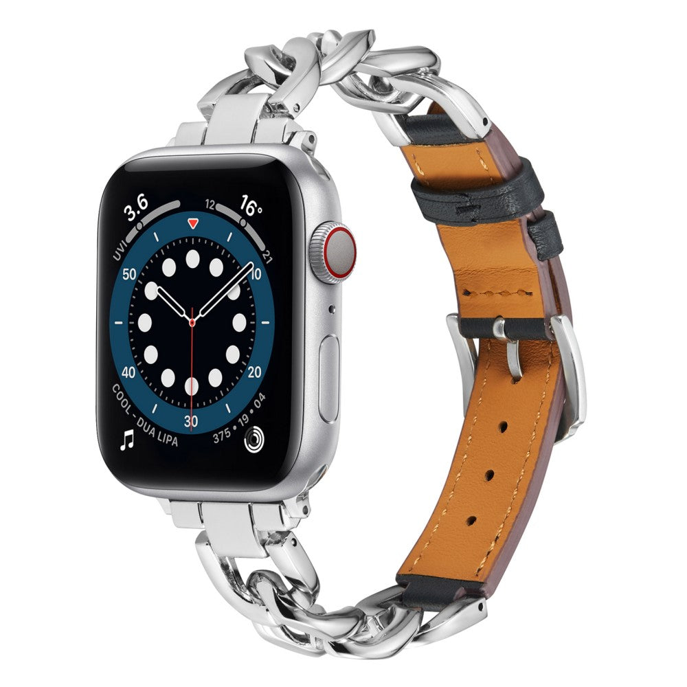 Elegant Metal Og Kunstlæder Universal Rem passer til Apple Smartwatch - Sølv#serie_5