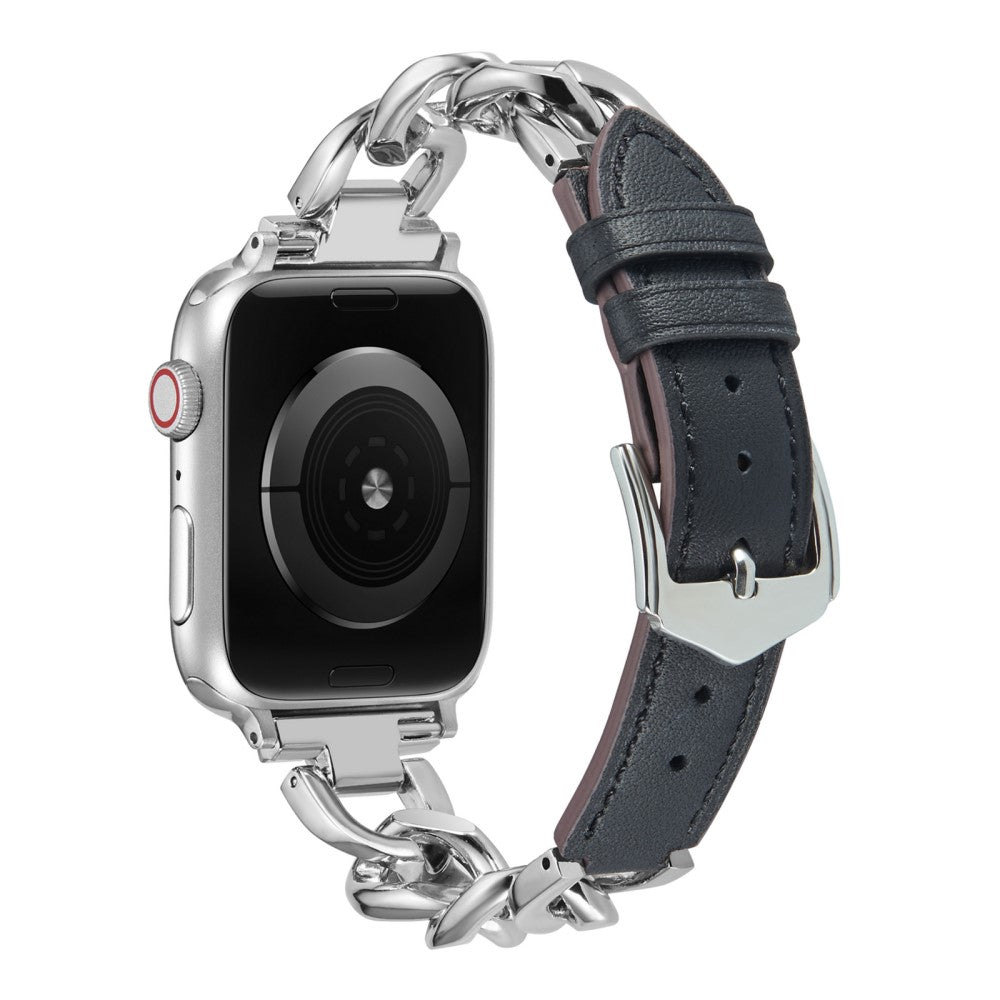 Elegant Metal Og Kunstlæder Universal Rem passer til Apple Smartwatch - Sølv#serie_5