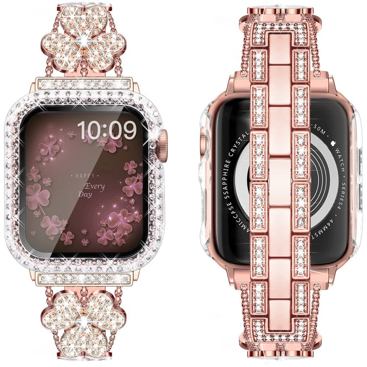 Mega Fint Metal Og Rhinsten Universal Rem passer til Apple Smartwatch - Pink#serie_1