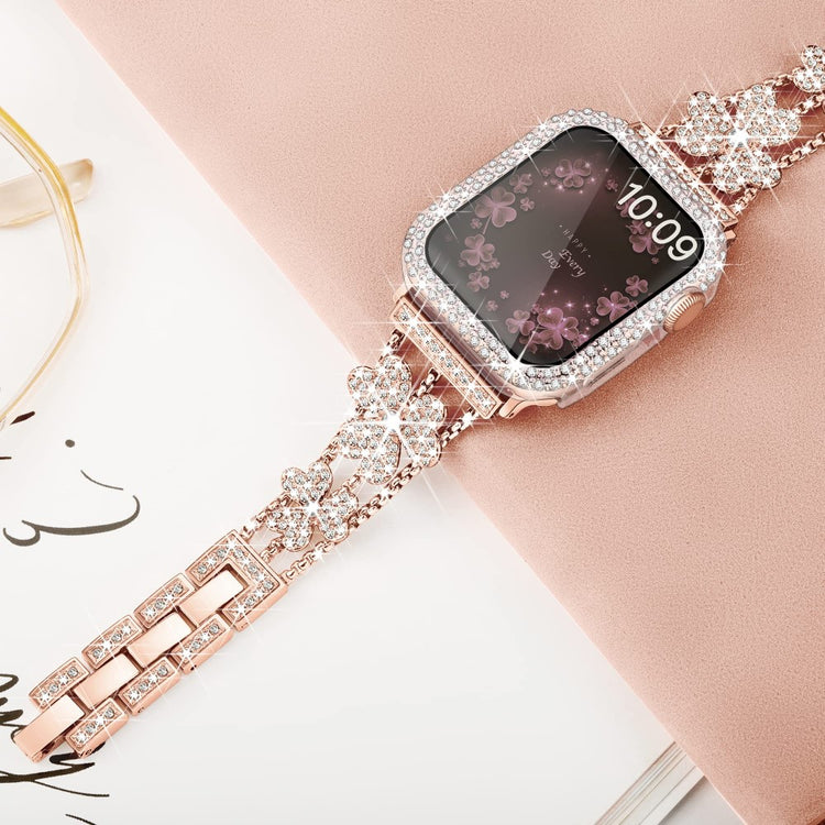 Mega Fint Metal Og Rhinsten Universal Rem passer til Apple Smartwatch - Pink#serie_1