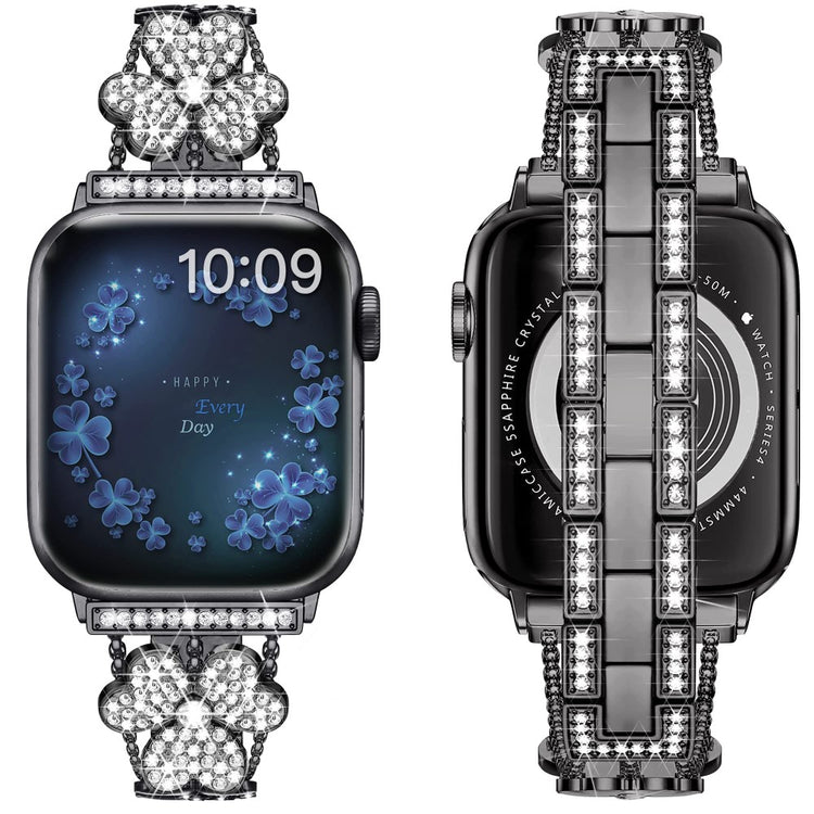 Mega Fint Metal Og Rhinsten Universal Rem passer til Apple Smartwatch - Sort#serie_4