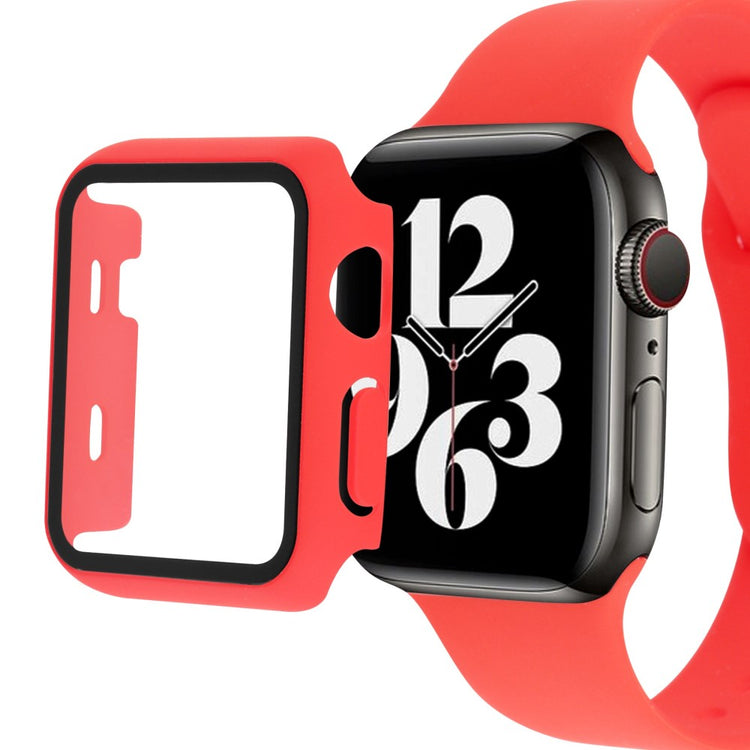 Universal Apple Plastik Rem med Cover og Hærdet Glas - Rød#serie_4
