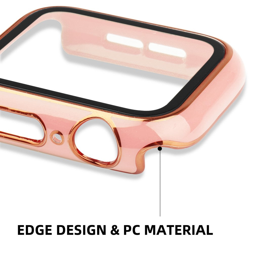 Universal Apple Plastik Cover med Cover og Hærdet Glas - Pink#serie_5