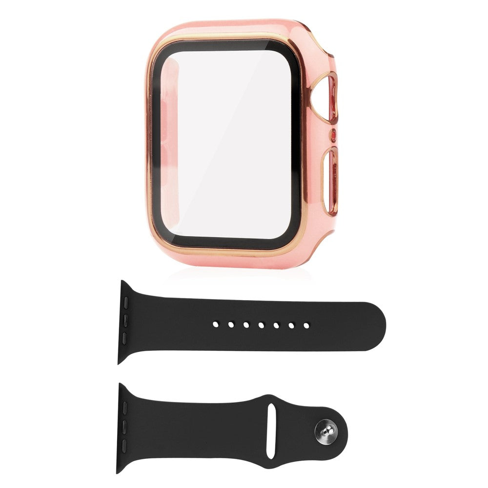 Universal Apple Plastik Cover med Cover og Hærdet Glas - Pink#serie_5