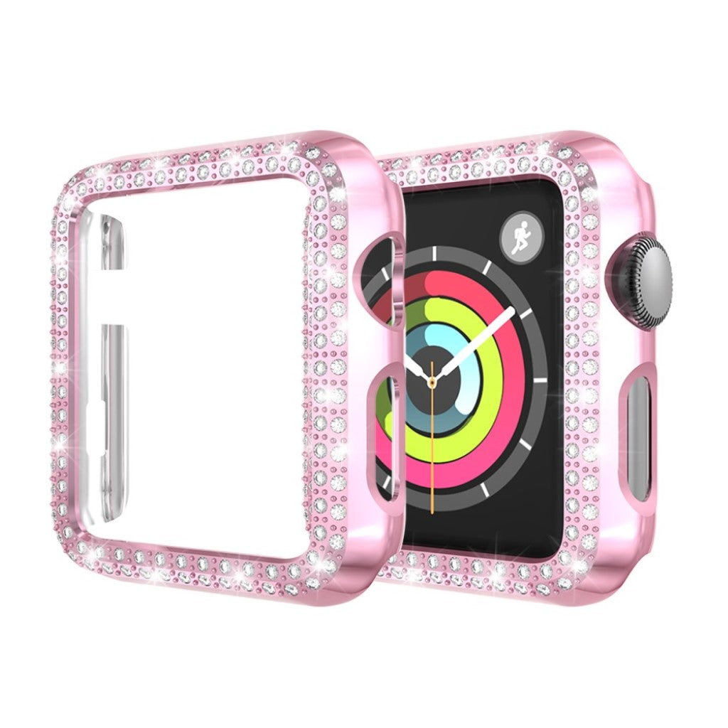 Vildt Fed Apple Watch Series 1-3 42mm Plastik og Rhinsten Cover - Pink#serie_3