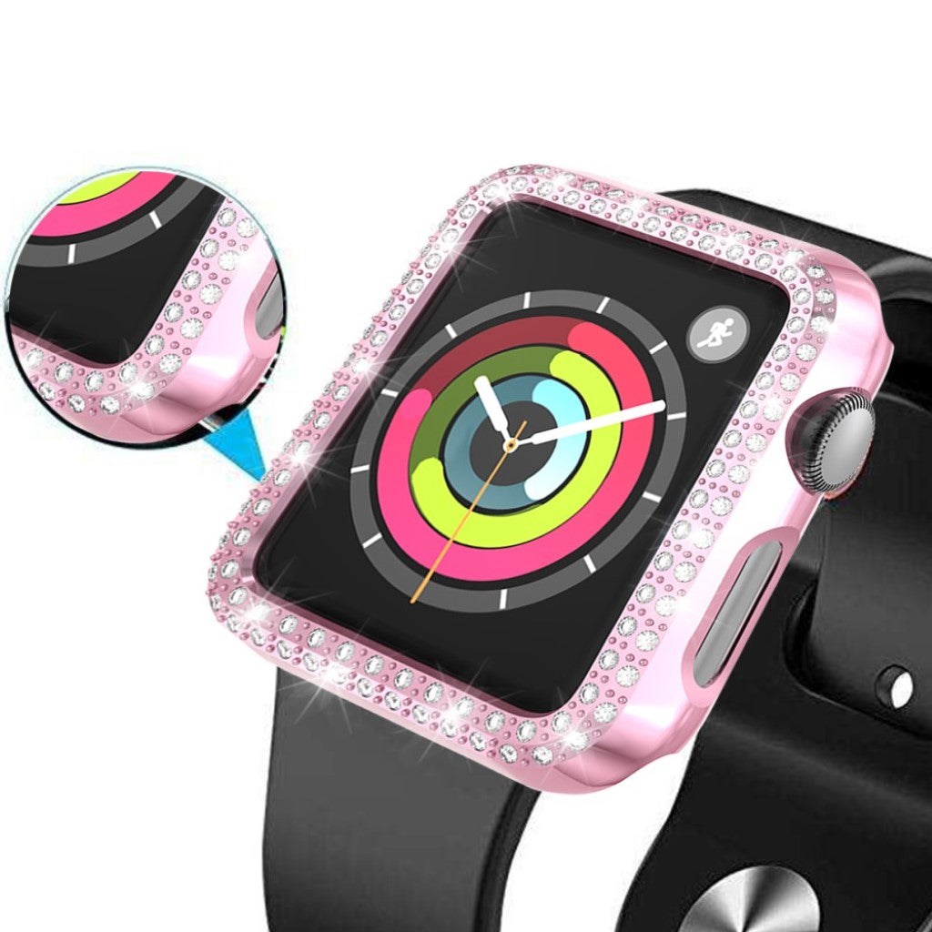 Vildt Fed Apple Watch Series 1-3 42mm Plastik og Rhinsten Cover - Pink#serie_3
