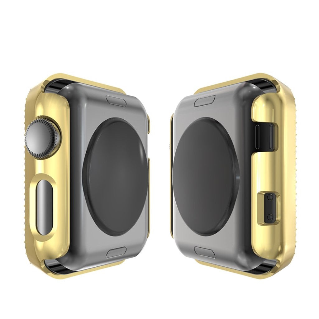 Vildt Fed Apple Watch Series 1-3 42mm Plastik og Rhinsten Cover - Guld#serie_5