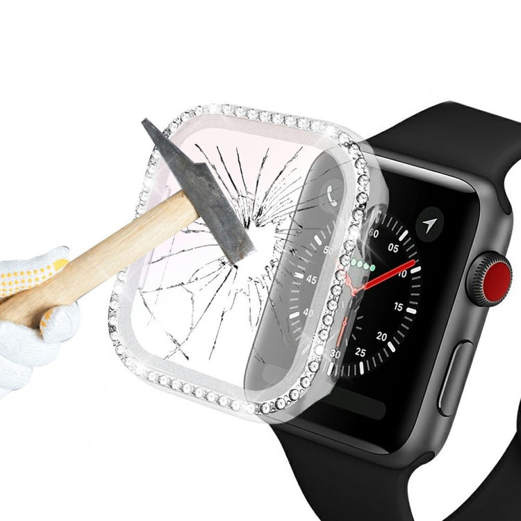 Apple Watch Series 1-3 42mm  Rhinsten og Silikone Bumper  - Sølv#serie_2
