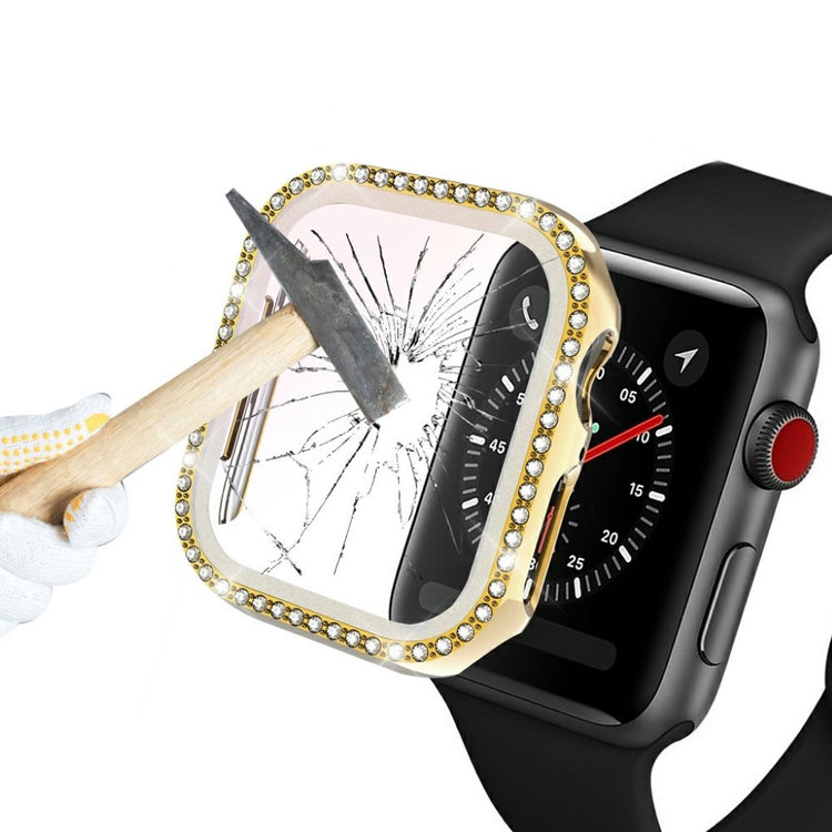 Apple Watch Series 1-3 42mm  Rhinsten og Silikone Bumper  - Guld#serie_4