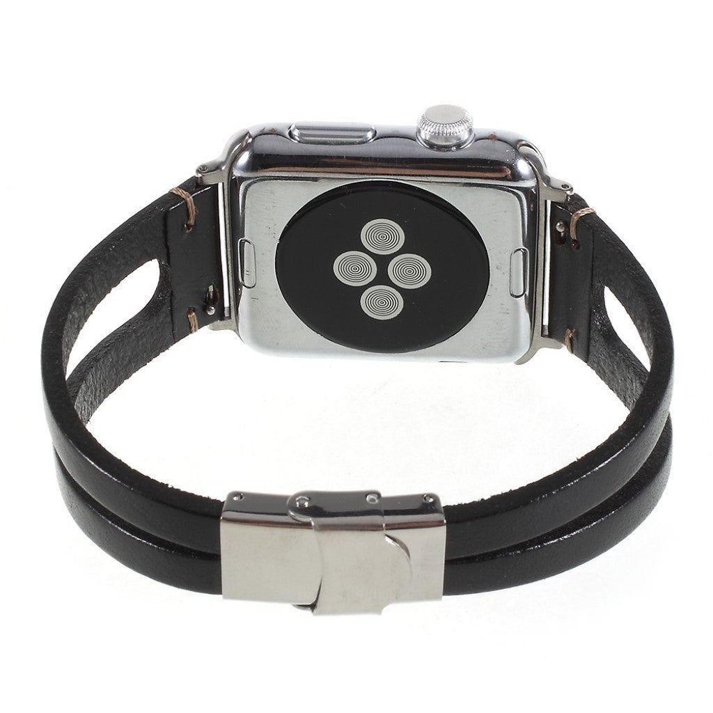 Meget fantastisk Apple Watch Series 1-3 42mm Ægte læder Rem - Sort#serie_2