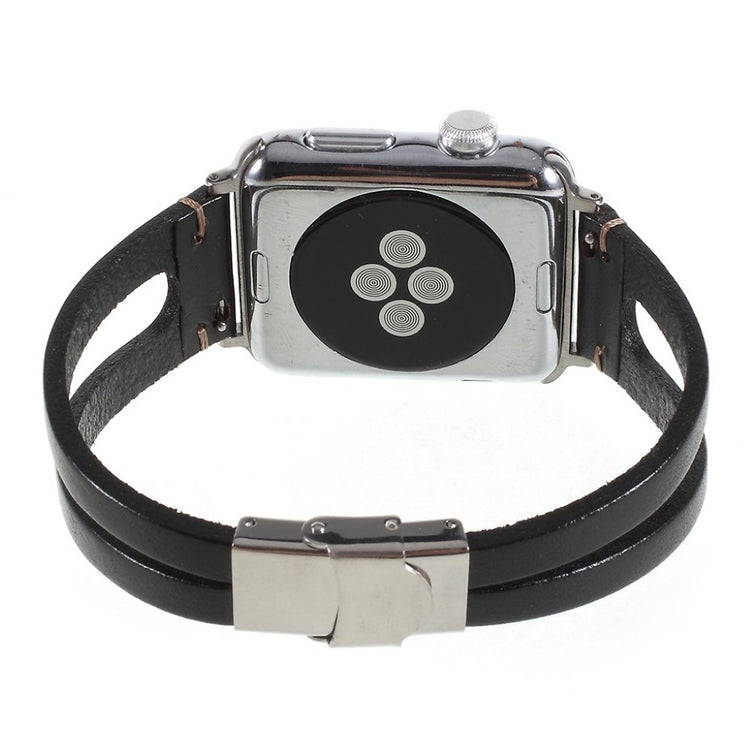 Meget fantastisk Apple Watch Series 1-3 42mm Ægte læder Rem - Sort#serie_2