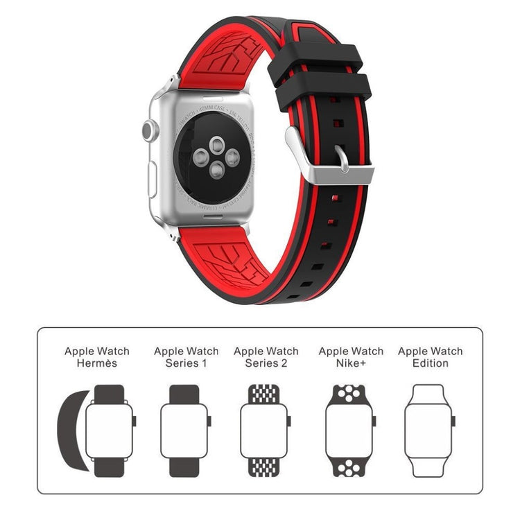 Meget hårdfør Apple Watch Series 1-3 42mm Silikone Rem - Rød#serie_3