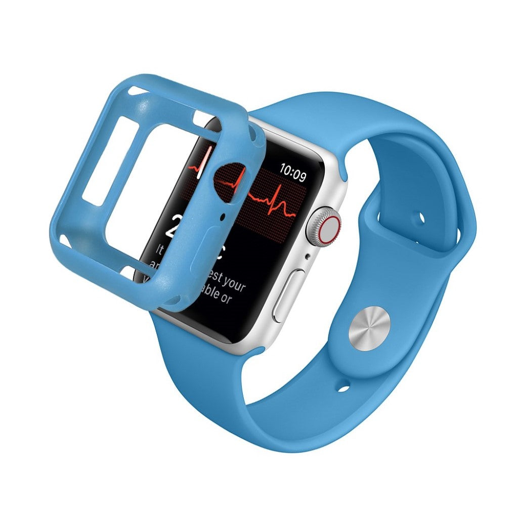 Apple Watch Series 1-3 42mm Holdbar Silikone Bumper  - Blå#serie_10