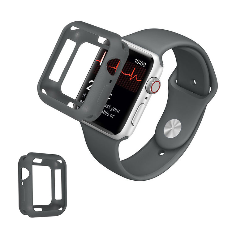 Apple Watch Series 1-3 42mm Holdbar Silikone Bumper  - Sølv#serie_3